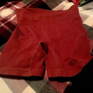 Red lined booty shorts